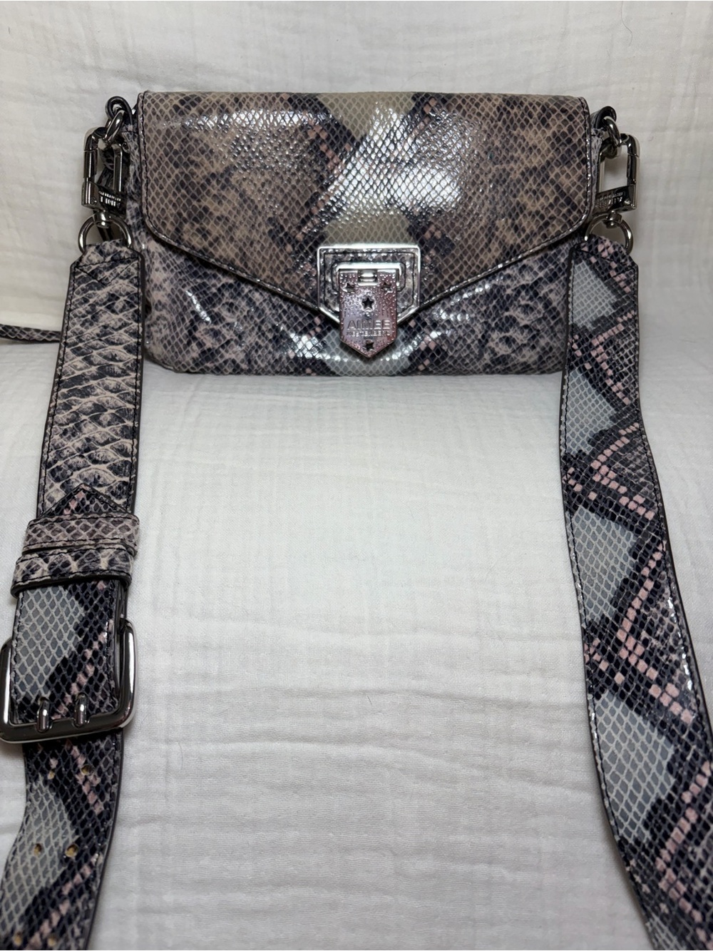 Aimee Kestenberg Snakeskin-Textured Leather Crossbody Bag